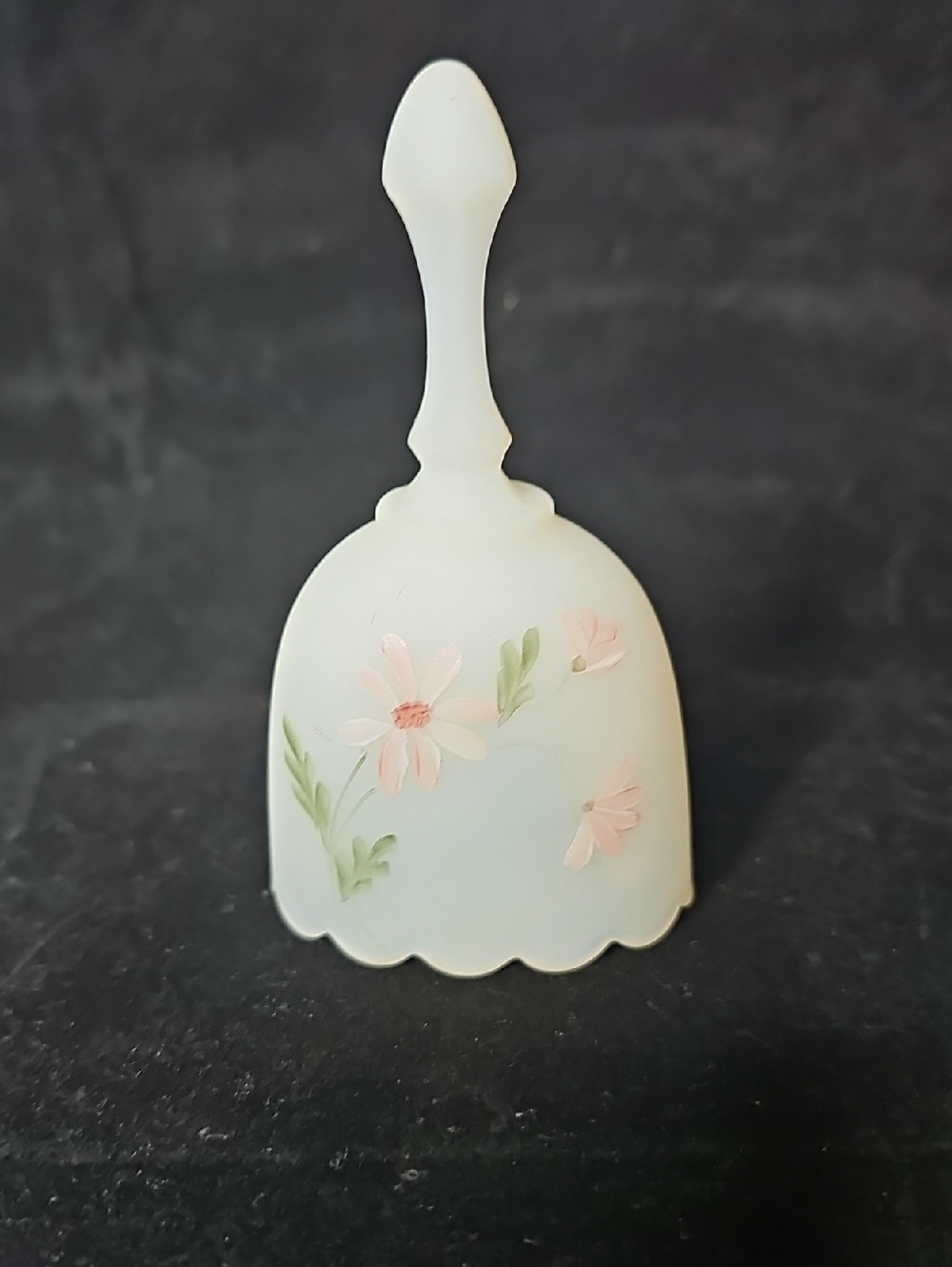 Frosted Glass Hand Bell with Pink Floral Motif